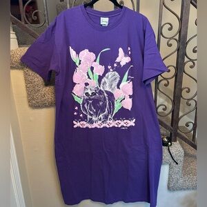 Vintage Gaziani 80's Kittens Purple PUFFED PAINT Tshirt dress women's OSFM